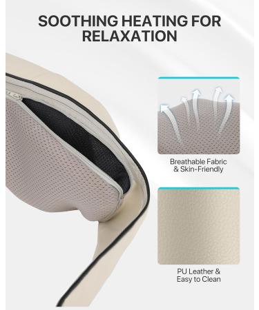 Alljoy Shiatsu Neck Massage Device with Heat | Electric Back Shoulder & Leg Massager for Home & Office | Best Gift for Men (Beige) - Buy Online on GoSupps.com