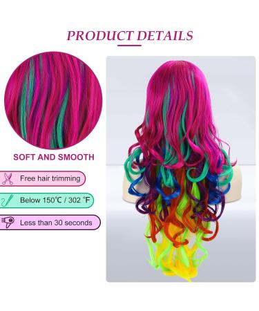 Buy Women's Rainbow Multi-Color Bunt Long Hair Wig | Carnival Halloween Cosplay | My Little Pony Style | Discoball Stil 3 - International Shipping - Buy Online on GoSupps.com