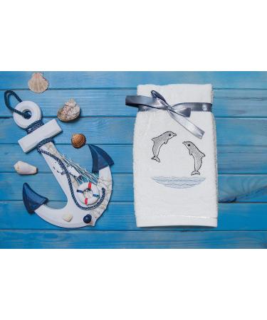 Luxury Ocean Themed Dolphins Fingertip Towels - 6-Piece Set 12x20 Inches - Buy Online on GoSupps.com