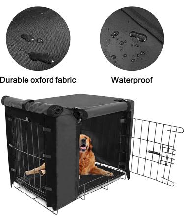 Waterproof Double Door Dog Crate Cover - Universal Fit for 48 Wire Crate - Black, 48L x 30W x 33H - Buy Online on GoSupps.com