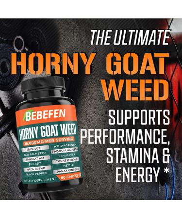 16000MG Horny Goat Weed Capsules with Tribulus Terrestris, Tongkat Ali, Maca - Strength, Stamina & Endurance Support - Buy Online on GoSupps.com