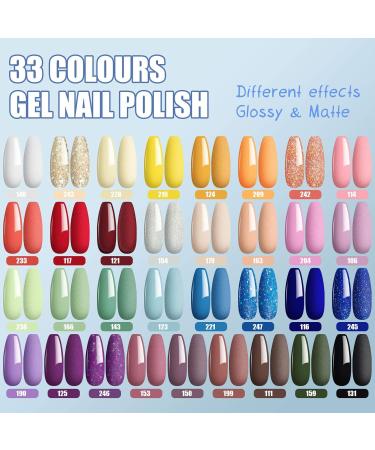 Phoenixy Gel Nail Polish Set 66 Effect U V Gel Nail Polish 33 Colours 5ml Gel Polish With Base Glossy Matte Top Coat Gel Nail Kit Gift Set for Women (PCD9O25) - Buy Online on GoSupps.com