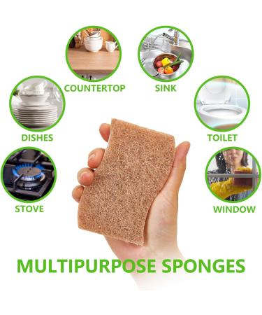 Natural Kitchen Sponges 12 Pack Non-Scratch Scrubber Biodegradable Compostable Sisal Cellulose Dish Scrub Sponges Household Cleaning Sponges for Dishes - Buy Online on GoSupps.com