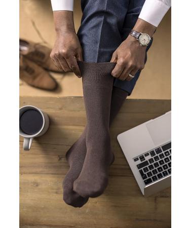 IOMI Mens Bamboo Diabetic Socks (12 Pack) Wide Calf Non-Binding Brown 7-12 - Buy Online on GoSupps.com