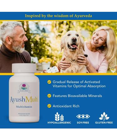 Ayush Herbs Multi - All-Natural High Antioxidant Multivitamin for Women and Men - 90 Vegetarian Capsules - Buy Online on GoSupps.com