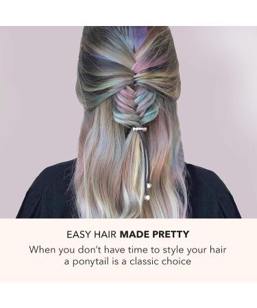 Pulleez Silver Knot Ponytail Holder - Non-Slip Black Hair Tie for Thick & Thin Hair - Adjustable Hair Jewelry for No Breakage - 1pc - Buy Online on GoSupps.com