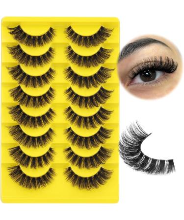 Cat Eye Lashes D Curl Russian Strip Lashes 17mm Fluffy False Eyelashes Clear Band Eyelashes Dramatic Faux Mink Lashes (Black (8 pairs)) - Buy Online on GoSupps.com