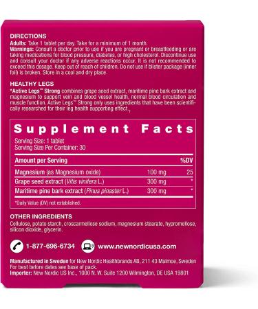 New Nordic Active Legs Strong | Circulation Support & Leg Relief | Non-GMO, Gluten Free | 30 Tablets - Buy Online on GoSupps.com