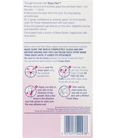 Veet Cold Wax Strips for Hair Removal - 40 Strips + 4 Finish Wipes - Normal Skin - Pack of 1 - Buy Online on GoSupps.com