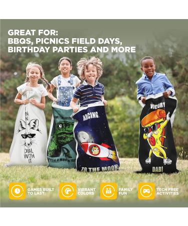 Potato Sack Race Bags Set of 8 - Durable Interwoven Plastic with Fun Meme Designs | Family Yard Games for Kids and Adults | Perfect for Parties, Easter, BBQ, Picnics and Holidays - 23 x 40 - Buy Online on GoSupps.com