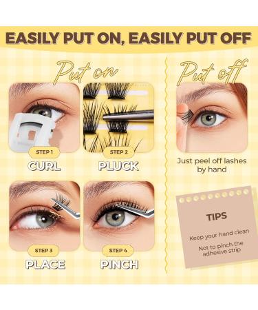 LASHVIEW Self Adhesive Eyelash Clusters - No Glue Needed 10-16mm Press-on Lash Extension Kit with Tweezers | Natural DIY Eyelash Extensions (F21) ZNF21 - Buy Online on GoSupps.com