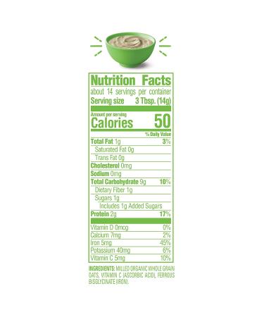 Happy Baby Organics Clearly Crafted Baby Cereal Oatmeal 7 Ounce (Pack of 1) - Buy Online on GoSupps.com