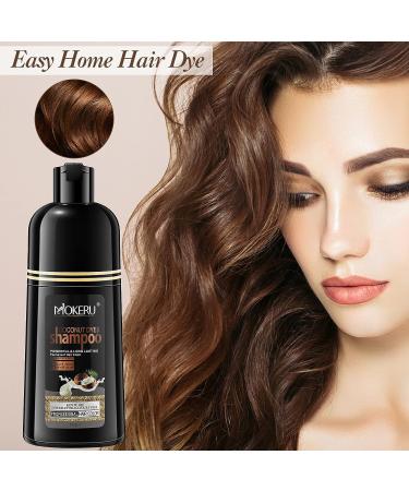 MOKERU Dark Brown Hair Dye Shampoo 500ML - Instant 3-in-1 Herbal Color for Men & Women, Gray Coverage - Buy Online on GoSupps.com