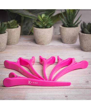 Kobe SureGrip Pink Professional Hairdresser's Sectioning Clips (x6) Strong Grip for All Hair Types Ideal for Long and Short Hair. Great for Styling - Buy Online on GoSupps.com