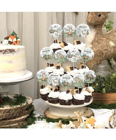 Let the Adventure Begin Baby Shower Decorations - 24pcs Woodland Creatures Cupcake Toppers Woodland Mountain Forest Jungle Safari Animal Cake Toppers for Our Greatest Adventure Party - Buy Online on GoSupps.com