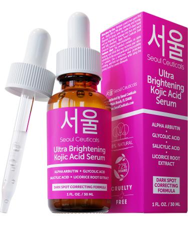 Korean Skin Care Kojic Acid Serum Alpha Arbutin Serum   Korean Beauty Skincare Dark Spot Remover Corrector Glycolic Acid Serum + Salicylic Acid K Beauty for that Glowing  Even Skin Tone 1oz