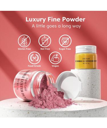 Nomeca Luster Dust Edible Set - 4 Colors Food Grade Shimmer Cake Dust Metallic Food Coloring Powder Glitter for Cake Decorating Baking Fondant Gumpaste Chocolate Candy Drinks Cookie (3g/Bottle) (L) - Buy Online on GoSupps.com