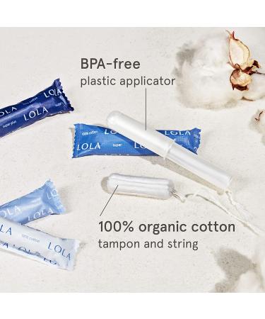 Lola Unscented Organic Cotton Tampons - Super Absorbency - 80 Count - Chlorine & Toxin Free - Leak Protection - BPA Free - 20 Count (Pack of 4) - Buy Online on GoSupps.com