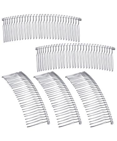5 Pieces Hair Clip Combs Metal Wire Hair Combs Wire Twist Bridal Wedding Veil Combs (30 Teeth, White K) 30 Teeth White K
