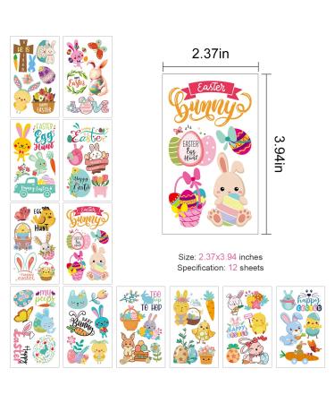 Easter Tattoos for Kids - 66 Pieces, Colorful Bunny Egg Chicken Spring Flowers Butterfly Stickers - Easter Egg Filler, Basket Stuffers, Goodie Bag Fillers - Buy Online on GoSupps.com