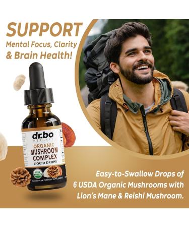 Adrenal Support & Mushroom Liquid Drops - Organic Adrenal and Focus Supplement Cortisol Support - Mushroom Complex Lion's Mane Mushrooms Reishi Turkey Tail Extract Shiitake Agaricus Maitake - Buy Online on GoSupps.com