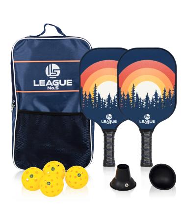 Pickleball Paddles Set Of 2 -With 2 Bonus Ball Retrievers - Lightweight - Pickleball Set Includes 2 Pickleball Rackets, 2 Indoor And 2 Outdoor Balls, Carry Case - Adults, Kids, Beginners, Professional