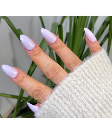 TEN NAILS 24pcs Stiletto False Nails Almond Fake Nails Acrylic Long Tips 12 Sizes with Glue (Lilac) - Buy Online on GoSupps.com