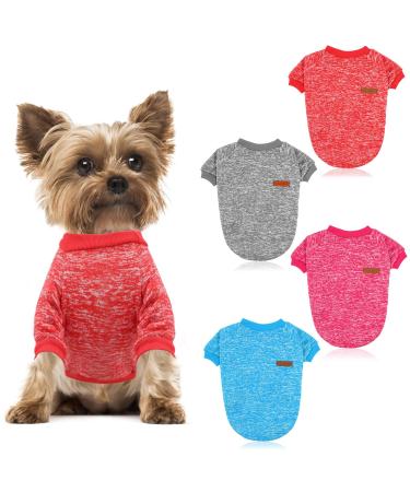 Hylyun 4 pieces dog sweater Small dogs knitting winter warm dog sweaters sweaters soft comfortable puppy clothing for small medium -sized dog cats cat m bright colors