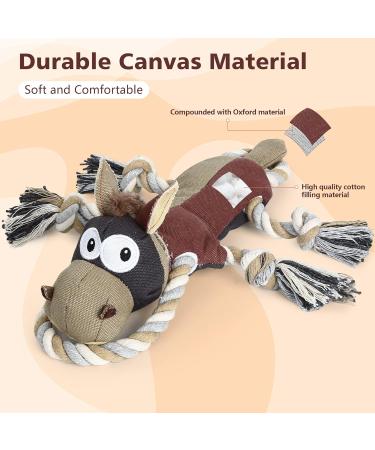 IOKHEIRA Plush Squeaky Dog Toy for Large Dogs - Brown Donkey Fetch & Pull Game - Buy Online on GoSupps.com