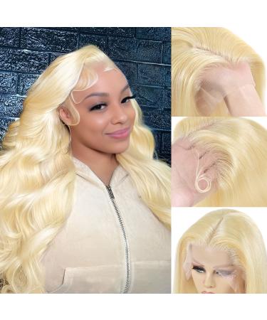 613 Lace Front Wig Human Hair Body Wave Human Hair Wigs for Women, 13x4 Blonde Lace Frontal Wigs Human Hair Pre-Plucked with Baby Hair, 150% Density Brazilian Virgin Body Wave Human Hair Wig Blonde Color (20inch, 613 Body …
