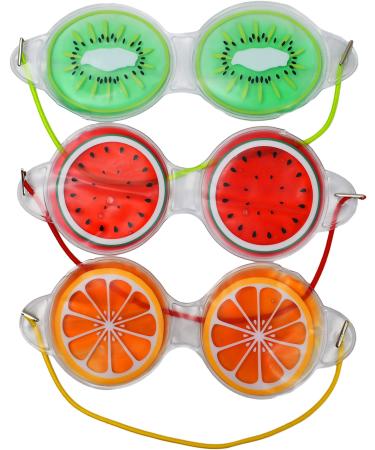 Set of 3 Fruit Themed Gel Eye Masks - Hot/Cold Face Masks - Relieves Tired  Swollen  and Dry Eyes! (3)