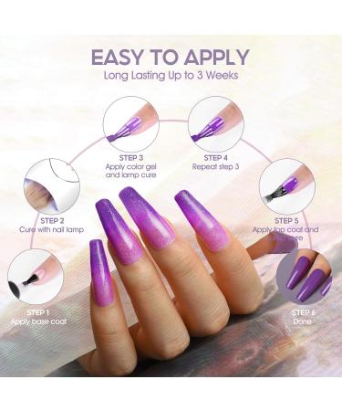COSCELIA Color Changing Gel Nail Polish Set - 6 Color Temperature Changing Gel Polish for DIY Nail Art - Long Lasting Soak Off LED Nail Gel - Pink, Purple, Orange - 7ml/0.24 Fl Oz (Pack of 6) - Buy Online on GoSupps.com