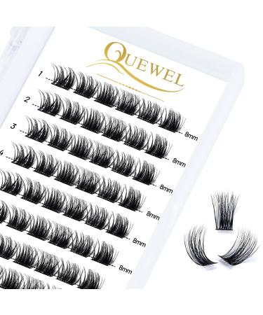 Cluster Lashes Quewel single eyelashes C curl 8mm eyelashes Individual eyelash segments wide foundation individual eyelashes for eyes make-up DIY eyelash extensions (of course 02-c-8mm) 1 piece (1 Pack) natural02-c-8mm