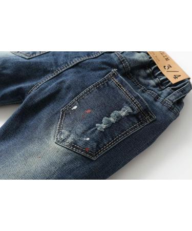 KIDSCOOL SPACE Baby Girl Boy Slim Jeans 4-5 Years Slim Blue-6502# | Ripped Denim Pants with Elastic Band - Buy Online on GoSupps.com