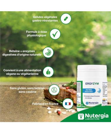 Nutergia Digestive enzymes Hearty meal Disturbed digestion digestive sensitivity Good functioning of digestive enzymes Food supplement 40 Capsules Made in France - Buy Online on GoSupps.com