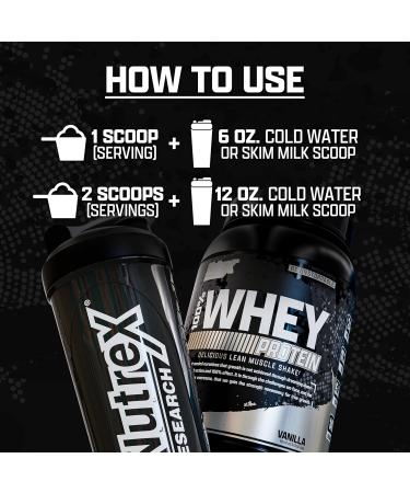 Nutrex Research Vanilla Whey Protein Powder - 100% Pure Whey Protein Supplement for Muscle Building & Recovery | 25g Protein Digestive Enzymes International Shipping (2 Pound - Buy Online on GoSupps.com