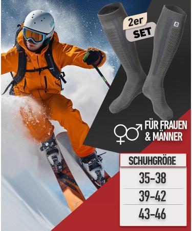 Buy Core Gorimo Ski Socks - Merino Wool Super Soft Warm & Supportive for Men & Women 43-46 - 2 Pairs - Gray - Buy Online on GoSupps.com