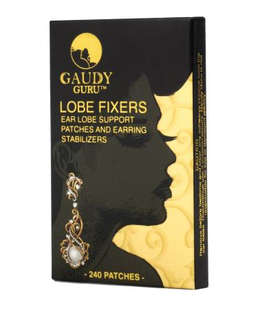 Ear Lobe Support Patches and Earring Stabilizers (240 Invisible Patches) Prevents Tears  Reduces Strain. Lobe Fixers by Gaudy Guru ( ) (Invisible)