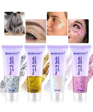 BISHENGYF Body Glitter 150g Glitter Sequins Glitter Gel for Festival Masquerade Birthday #Golden