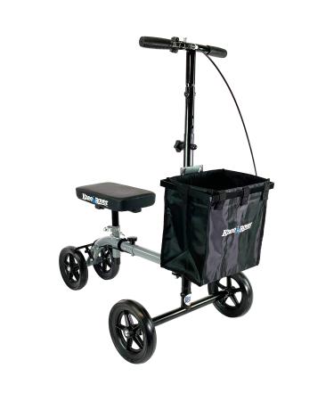 KneeRover Ultra Knee Walker - Lightweight Economy Steerable Knee Scooter Crutches Alternative with Basket in Platinum Gray