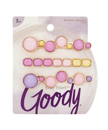 Goody Womens Hair Barrettes - Assorted Watercolor - Slideproof and Lock In Place - Suitable for All Hair Types - Pain Free Hair Accessories for Women and Girls - 3 Count (Pack of 1)