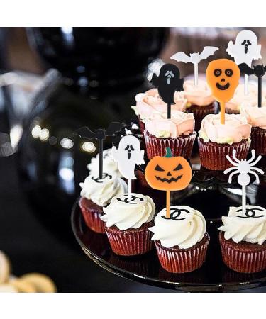 Rsstarxi 50 Pack Plastic Halloween Food Toothpicks Halloween Cupcake Toppers Pumpkin Ghost Spider Bat Cupcake Food Picks for Fruit Appetizer halloween Birthday Party Cake Decorations Design 16 - Buy Online on GoSupps.com