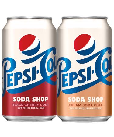 Pepsi-Cola Soda Shop, Cream Cola & Black Cherry Cola Variety Pack, 12oz Cans (18 Pack) Soda Shop (Limited Edition)