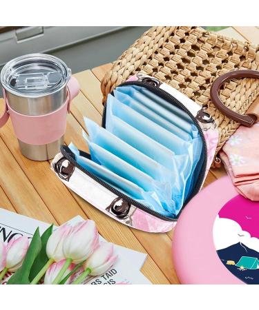 Stylish Menstruation Pad Bag for Women & Girls | Zippered Tampon & Napkin Storage with Hand-Drawn Rabbits - Pink Feeder Design - Buy Online on GoSupps.com