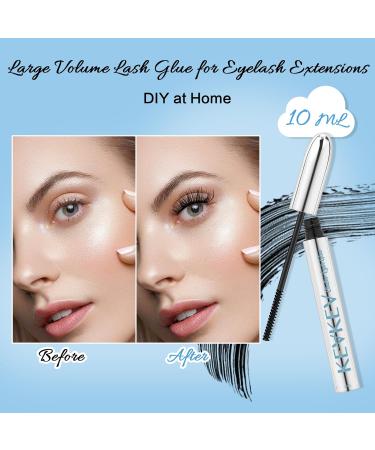 KevKev 10ml Black Lash Glue - 48Hrs Long-Lasting & Waterproof Eyelash Extension Adhesive with Remover Cotton Swabs - Mild Formula Cluster Lash Glue for Individual Lashes - Buy Online on GoSupps.com