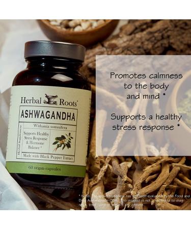 Herbal Roots Ashwagandha Capsules - Extra Strength Pure Ashwagandha & BioPerine - 60 Vegan Capsules - Made in USA - Buy Online on GoSupps.com