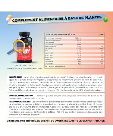 Men's Testosterone Formula | Men's Performance | Strength Energy Endurance | 90 Capsules for Blood Circulation | Ginseng MACA - Cola - Vitamins and Minerals | TRYVITE Energy & Performance - Buy Online on GoSupps.com