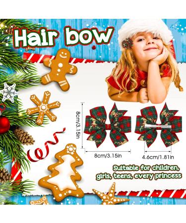 Sibba 6-Piece Christmas Bow Hair Pins - Santa, Snowman, Snowflake, Elk Boutique Clip Barrette Accessories for Girls - Buy Online on GoSupps.com