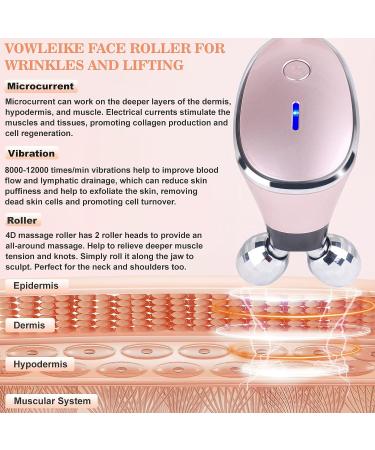 Vowleike Microcurrent Facial Device with Stand | Rechargeable Skin Lifting Tool for Women and Men | Anti-Aging Wrinkle Removal Roller - Buy Online on GoSupps.com