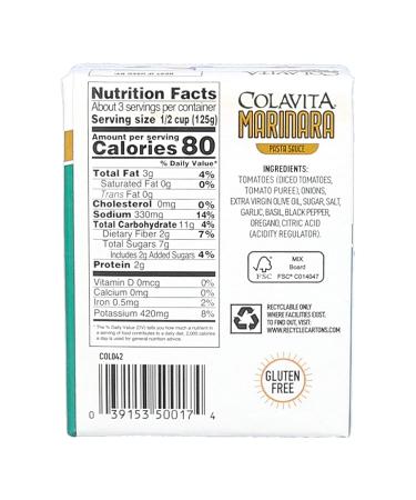 Colavita Marinara Pasta Sauce 13.76 oz Tetra Recart for Eco-Friendly Sustainable Packaging - Pack of 16 - Buy Online on GoSupps.com